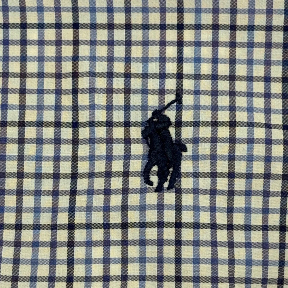 Polo Ralph Lauren Mens Blue White Check Long Sleeve Button Down Shirt Size M